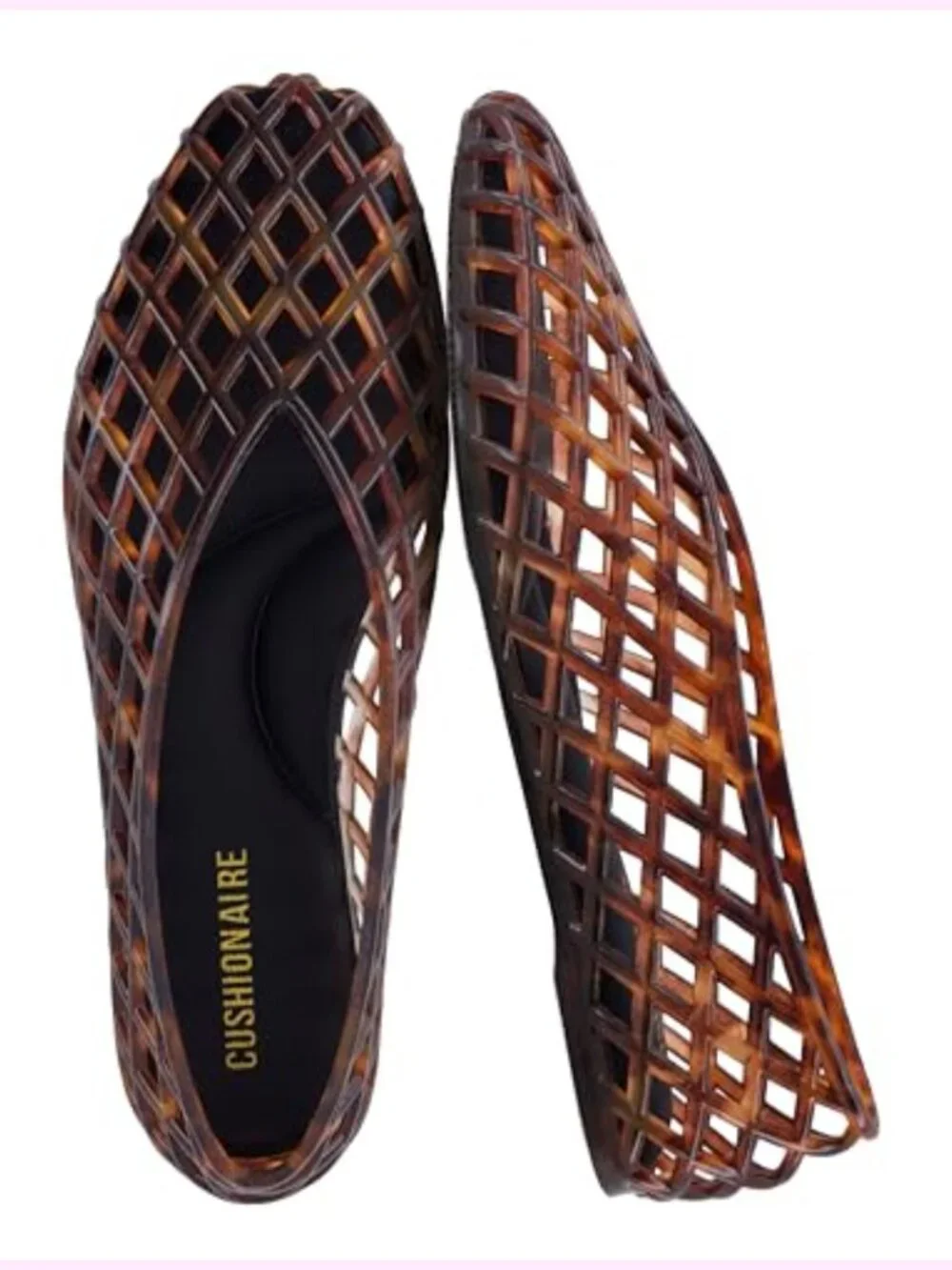 Women's Slip On Pointed Toe Jelly Ballet Flats, Lattice Design, Comfortable